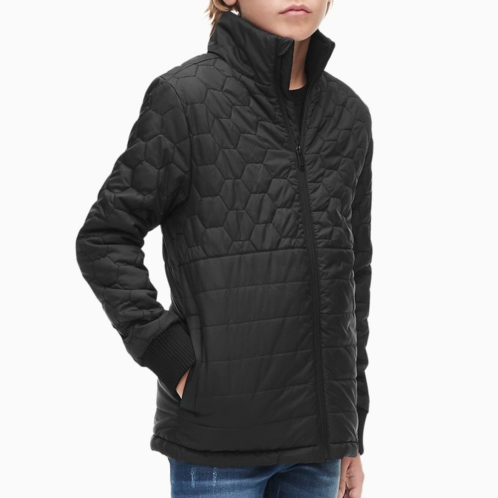 Calvin Klein Boys Black Hexaquilt Jacket Size 6